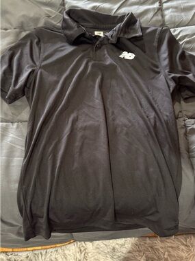 New Balance Black Men's Polo with White NB Logo